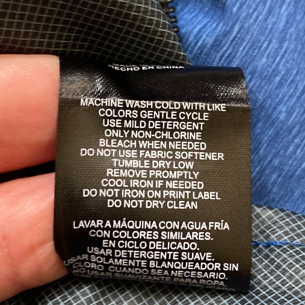 32 DEGREES COOL lightweight breathable lined hooded rain coat, blue, sz L EUC. - Picture 12 of 13